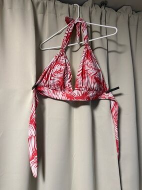 Coco Reef Coral and White Leaf-Print Halter Bikini Top - Women Swim